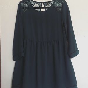 Green dress with mesh trim